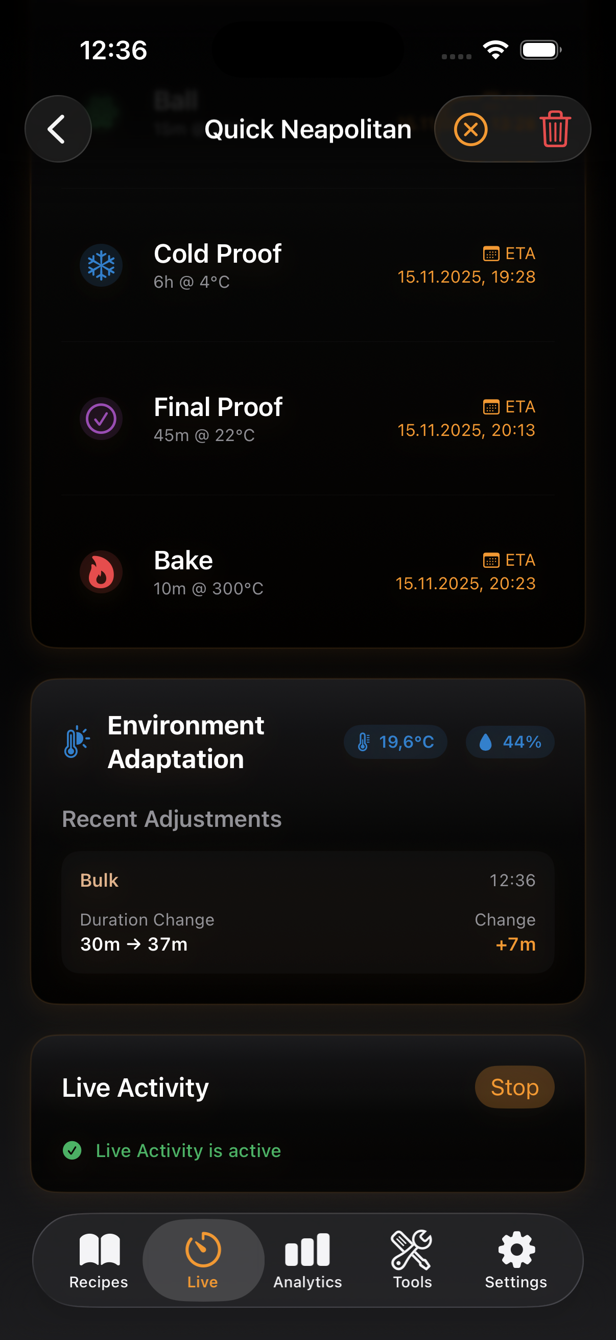 Environment Data showing temperature and humidity tracking